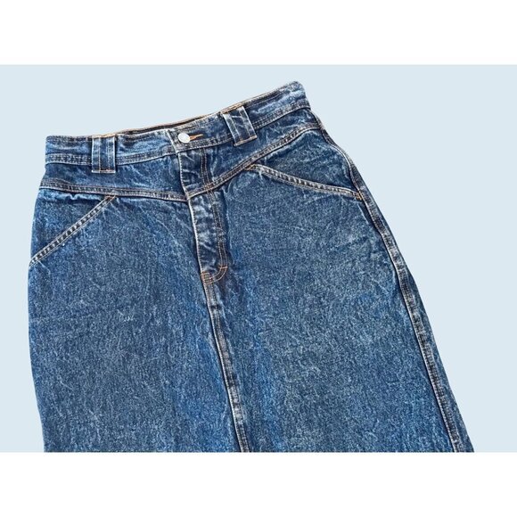 Vintage JORDACHE 90s Acid Washed Knee Length Denim Skirt Size 25 - Picture 3 of 8